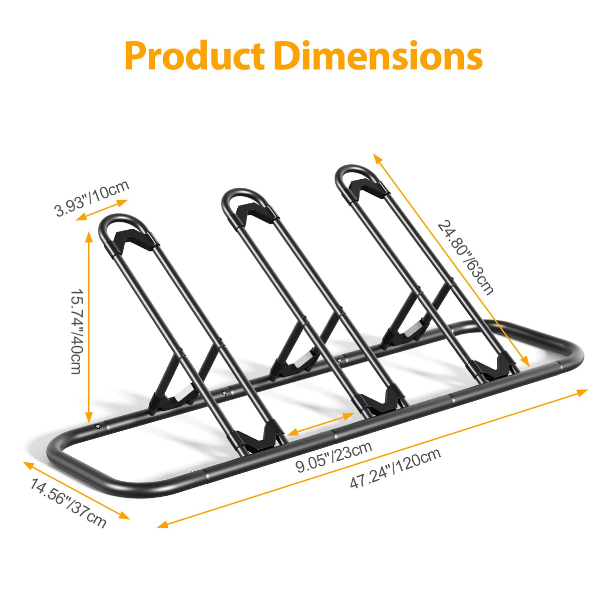 Mr IRONSTONE Bike Rack, Floor Bike Rack for Garage, Indoor/Outdoor Bike Storage Stand Bicycle Parking Rack, for Mountain Bike, Road Bike and Kids Bike (Black, 3 Bike) Mr IRONSTONE