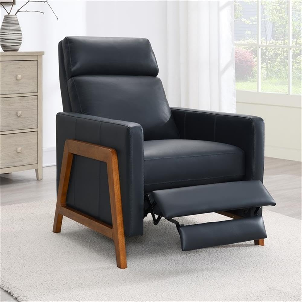 Comfort Pointe Reed Top Grain Leather Push Back Recliner - Midnight Blue Comfort Pointe