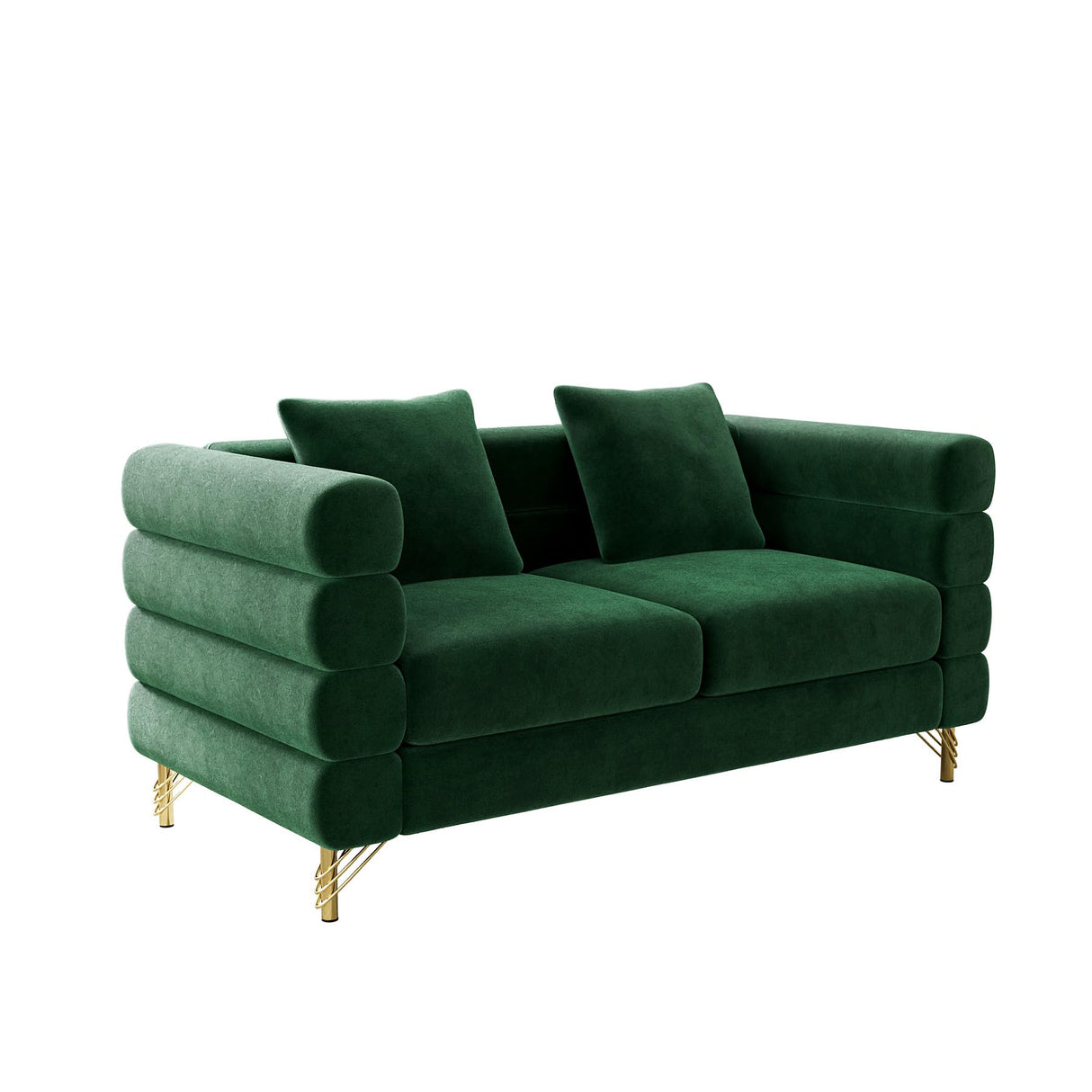 Wrofly Cloud Couch for Living Room, 59" Modern Overstuffed Deep Seat Velvet Loveseat Sofa with 2 Pillows, Comfy Upholstered 2 Seater Love Seat for Bedroom Office, Emerald Green Velvet Wrofly