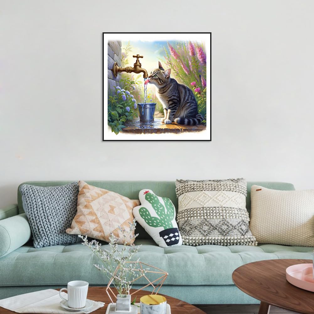 AMORARS Cat Diamond Painting Kit for Adults, 5D Diamond Art Beginners - DIY Full Diamond Dot Gem Art Paintings, Suitable Gifts, and Home Decoration Crafts,12x12In AMORARS