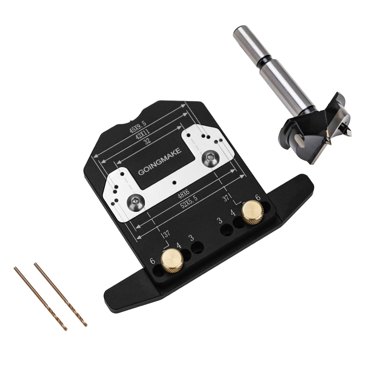 GOINGMAKE 2 in 1 Simple Concealed Hinge Jig with Smart Depth Stop 35mm Drill Bit and Cabinet Hinge Plate Template Drill Jig for Fast Cabinet Hinge and Hinge Plate Mounting,Cabinet Hardware Jig goingmake