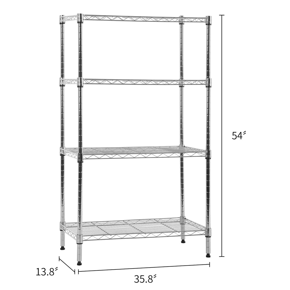 4 Tier Metal Storage Shelves 36" L x 14" W x 54"H Adjustable Wire Shelving Unit 1000LBS Metal Shelves Garage Storage Pantry Shelves Storage Rack Wire Rack Shelf Steel Shelves for Storage, Chrome XXkseh