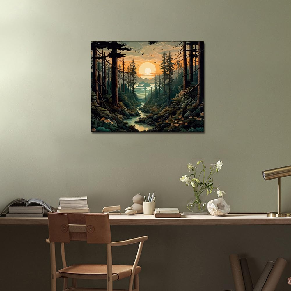 TUMOVO Paint by Number for Adults Canvas Forest Landscape Adult Paint by Number Kits Adults' Paint-by-Number Kits DIY Painting for Adults Paint by Number Arts Craft for Home Decor, 16 x20 Inch TUMOVO