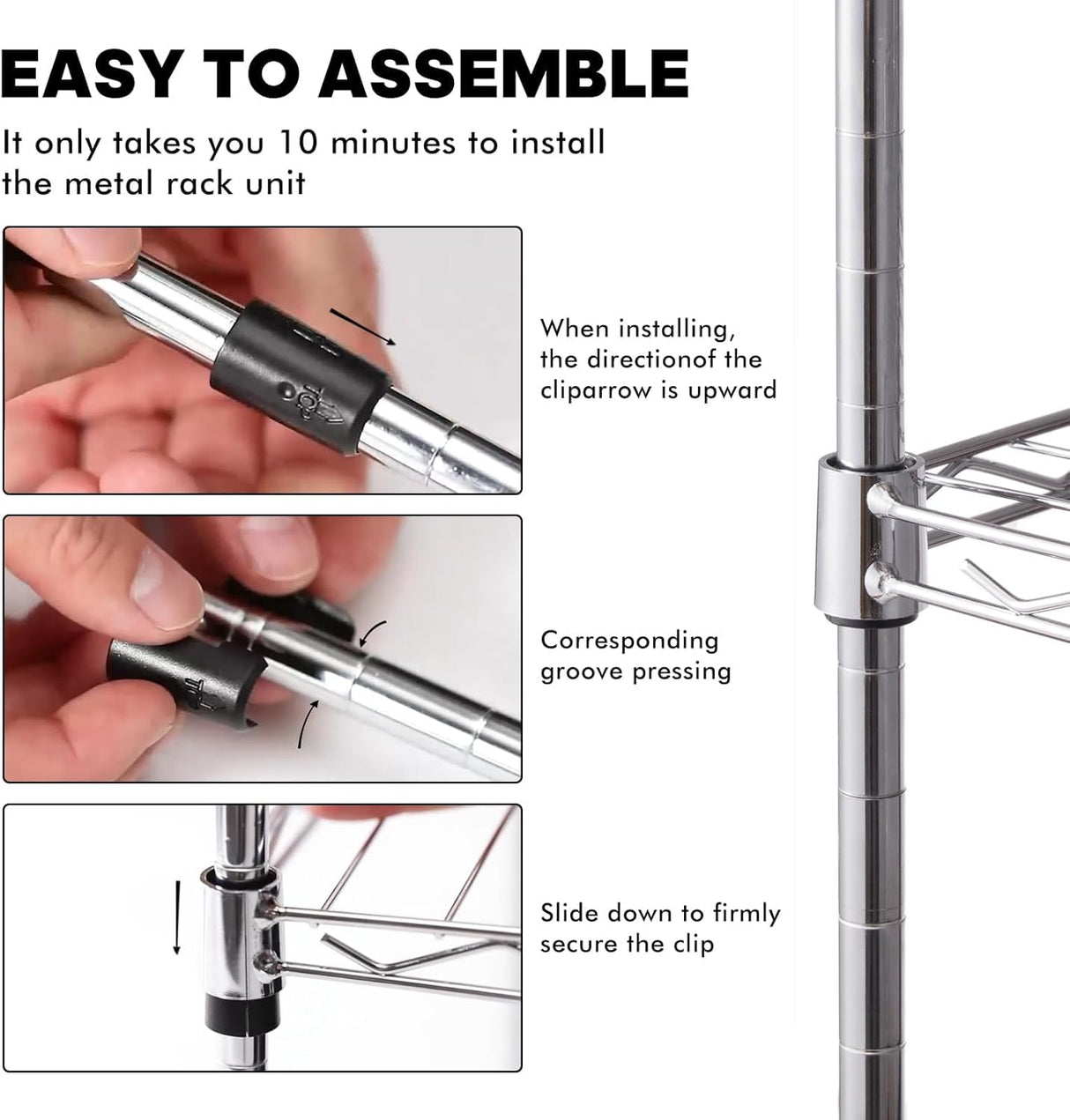 Land Guard Height-Adjustable Chrome Storage Racks and Shelving, 3-Tier Wire Shelf, Metal Rack Shelving, Narrow Storage Rack for Laundry Bathroom Kitchen Pantry Closet (16”L x 12”W x 30”H)… Land Guard