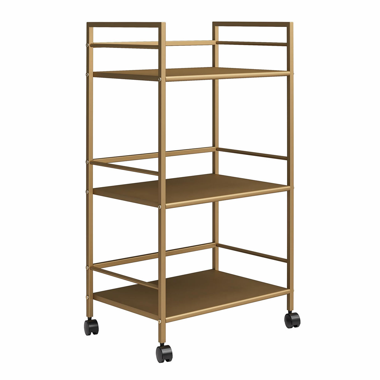 Novogratz Helix Small Bar Cart for the Home, 3 Tier Rolling Cart With Wheels, Kitchen Cart with Storage for Beverages and Wine, Gold Novogratz