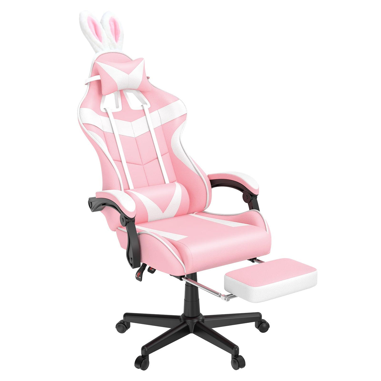 Soontrans Pink Gaming Chair with Footrest,Lovely Bunny Computer Gamer Chair,Gamer Desk Chair for Granddaughter,Sister,Girlfriend,Wife and Love (Pink) Soontrans