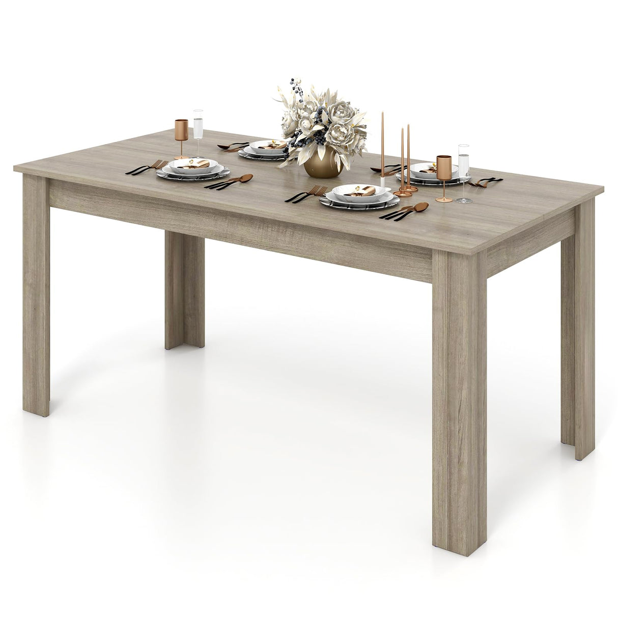Giantex Large Farmhouse Dining Table - 63" L x 31.5" W x 30" H, 330LBS Capacity, Center Table for Living Room, Home Office, Kitchen, Dinette, Dinner, Oak Giantex