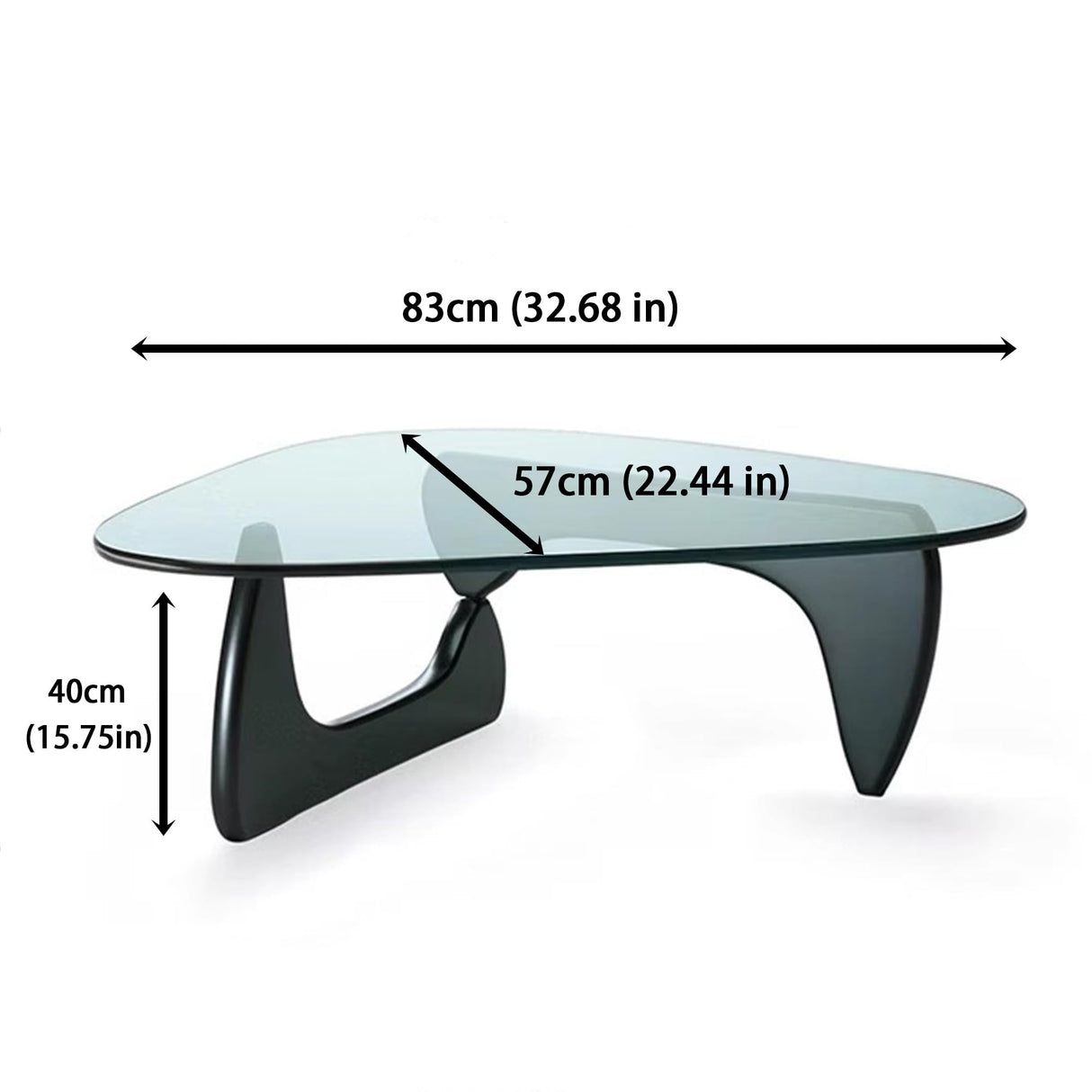 EASYSOUL Modern Glass Coffee Table, 32.68" D x 22.44" W x 15.75" H, Abstract Round Tea Tables for Living Room Home Office Industrial Cocktail Tables (Black-Clear Glass, 32.68") EASYSOUL