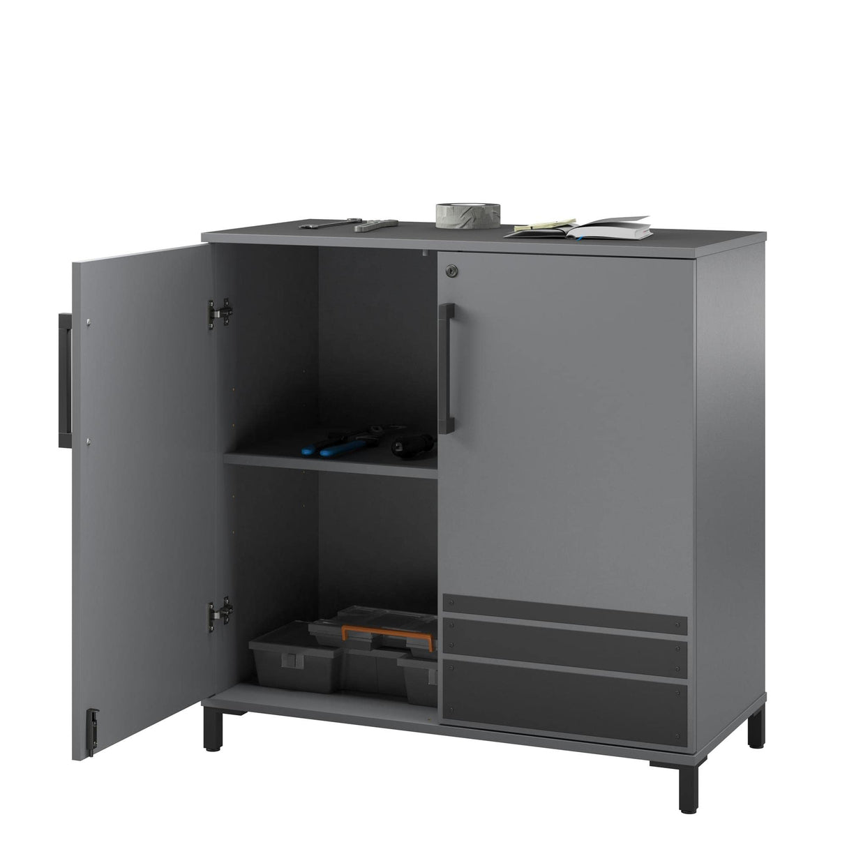 SystemBuild Evolution Shelby Garage Base Cabinet 2 Door, Graphite SystemBuild Evolution