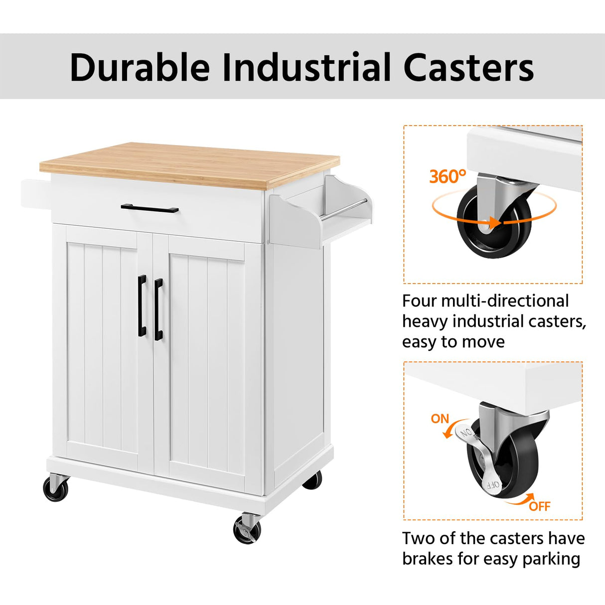 Yaheetech Kitchen Cart with Drawer, Kitchen Island on Wheels with Storage Rack & Cabinets, Microwave Cart for Kitchen with Storage, Rolling Coffee Cart Station, White Yaheetech