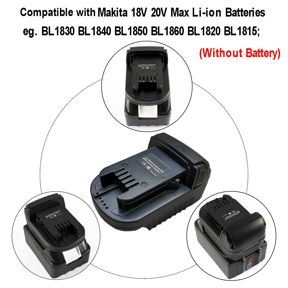 Battery Adapter for Makita to Milwaukee M18 18V Lithium Cordless Tool, Convert Makita 18V LXT Lithium Battery BL1860B/BL1850B/BL1830/BL1815 to Milwaukee 18 Volt Lithium-Ion M18 Battery Converter XFYBZN