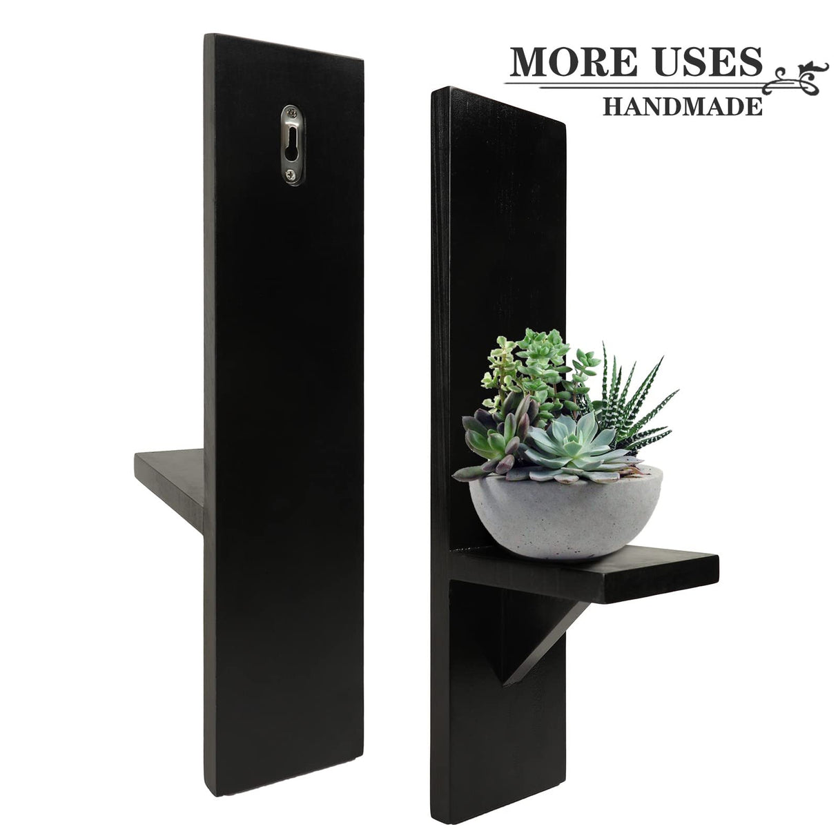 Wall Candle Sconces Set of 2, Decorative Wooden Candle Holder, Farmhouse Candle Sconce, Living Room Wall Decoration (Solid Black) SUJUN