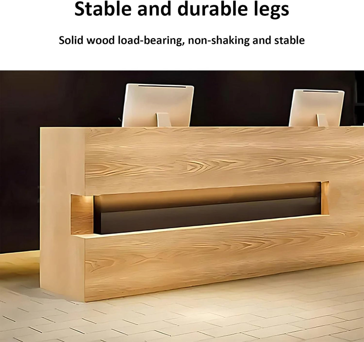 Modern Reception Desk with Counter – Durable Scratch-Resistant Surface, Solid Wood Legs, Spacious Storage, Sleek Contemporary Front Desk Reception Counter for Office or Lobby(Pure white,Right-78*24*39 CHMAIDEU