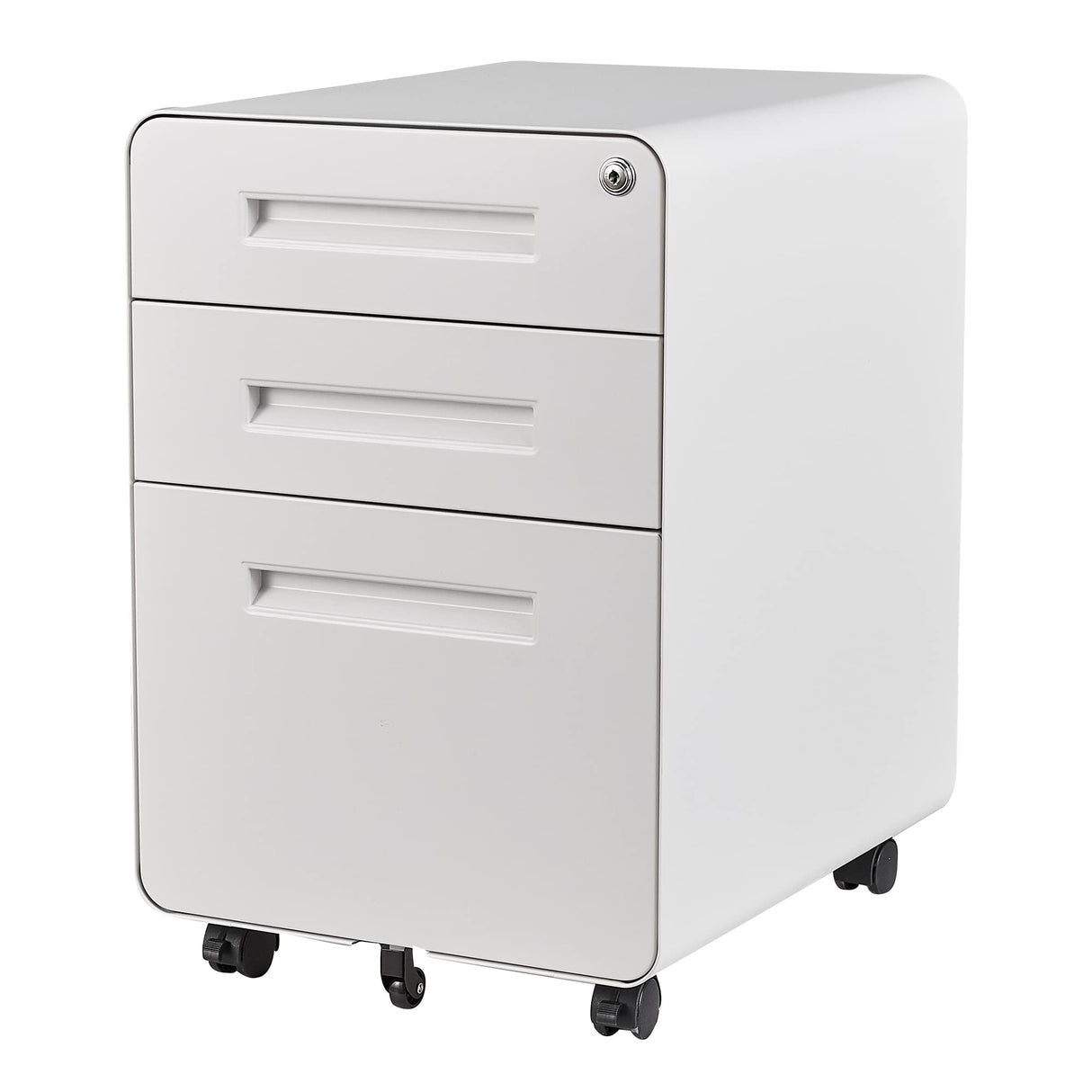 AFAIF 3 Drawer File Cabinet with Lock, Metal Filing Cabinets for Home Office, Small Rolling File Cabinet Under Desk Office Drawer Mobile Storage Cabinet fits Letter/Legal/A4 Size, White AFAIF