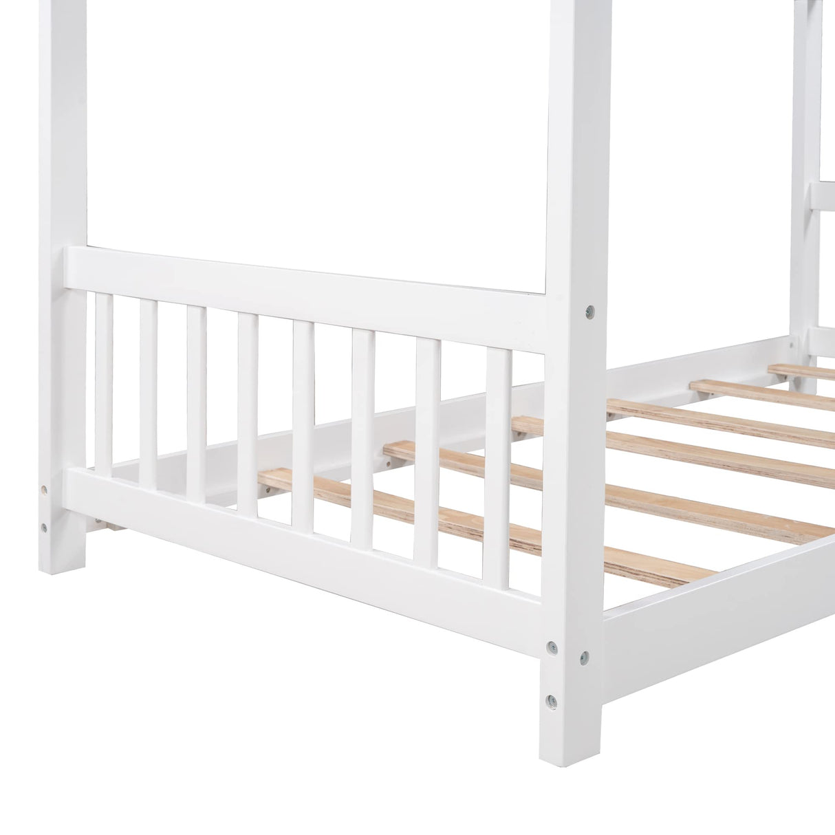 Merax Twin Kids House Bed Frame – Charming Wood Design with Headboard & Footboard in White Merax