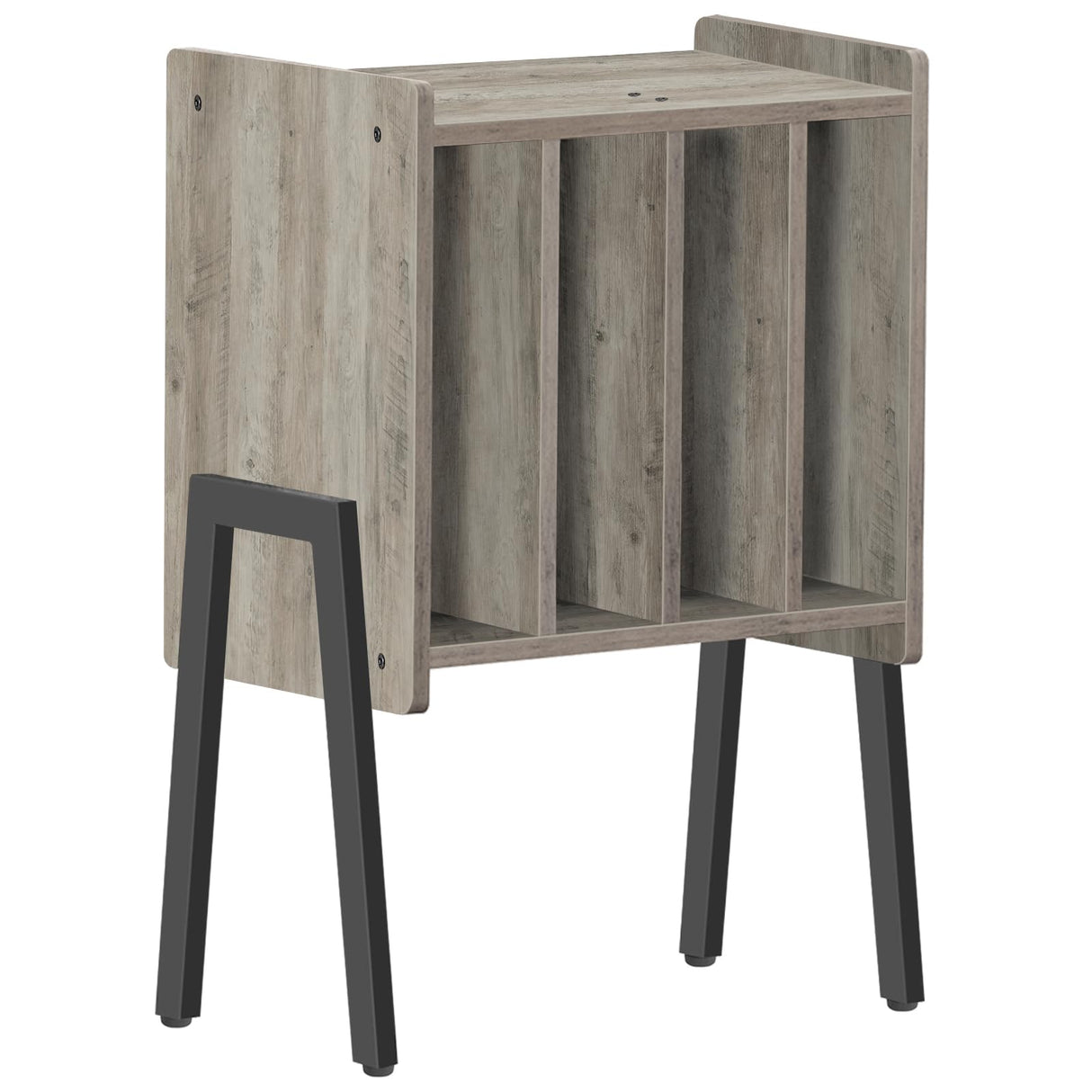 TUTOTAK Record Player Stand, Record Storage Table, End Table with Vinyl Holder Display Shelf, Side Table, Turntable Stand, Nightstand (Greige) TUTOTAK