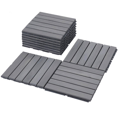 Interlocking Deck Tiles - 12x12 Inch Waterproof Outdoor Flooring for All Weather Use - Wood Tiles for Patio, Porch, Poolside, Backyard, Balcony, (Light Gray * 10 PCS)