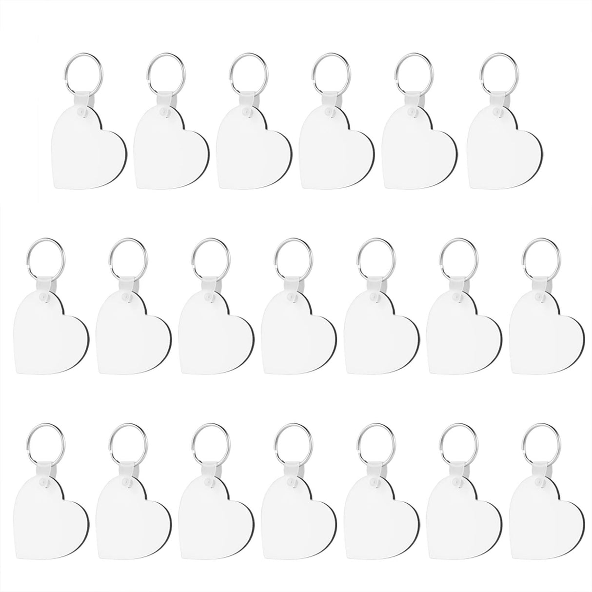 HooAMI Sublimation Keychain Blanks Products, 20 PCS Keychains Tag Heat Transfer Double-Side Heart Sublimation Blanks Key Chains for Ornament Making DIY Art Craft Supplies HooAMI