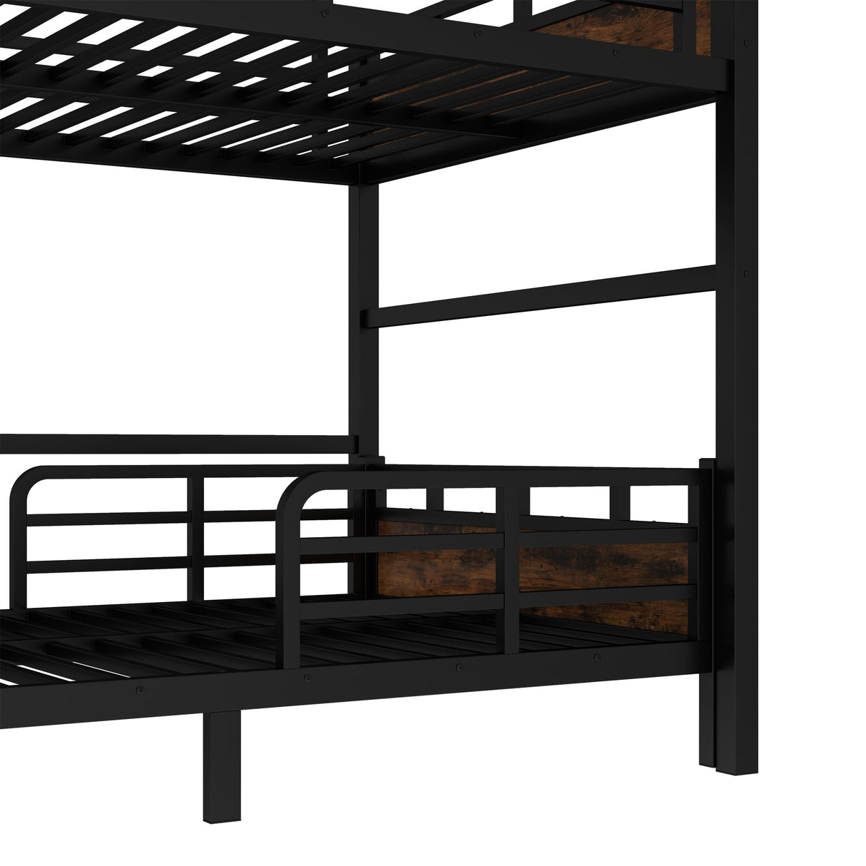 Full XL Over Full XL Bunk Bed with Headboard and Full Length Guardrail, Separable Bunk Bed, Heavy Duty Bunk Beds Can Turns Into Loft Bed and Platform Bed, Black Bellemave