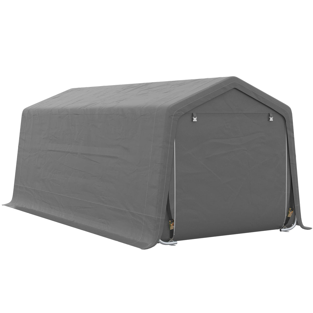 Outsunny 10' x 20' Carport Portable Garage, Heavy Duty Storage Tent, Patio Storage Shelter w/Anti-UV PE Cover and Double Zipper Doors, for Motorcycle Bike Garden Tools, Gray Outsunny