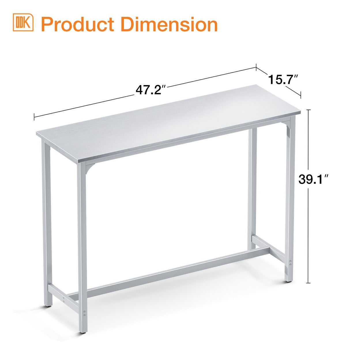 ODK 47 inch Bar Table, Bar Height Pub Table, Counter Height Bar Table, Rectangular High Top Kitchen & Dining Counter Tables with Sturdy Legs & Easy-to-Clean Top, Indoor use, White ODK