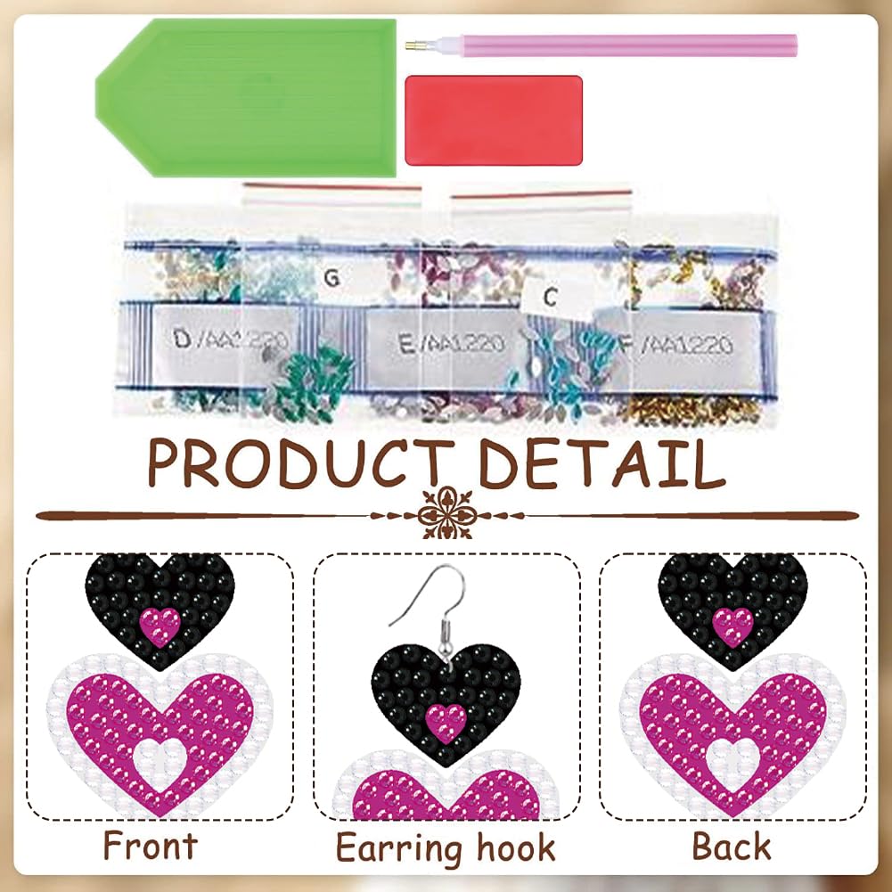 beinkmake 12 Pairs Butterfly Diamond Painted Earrings Mosaic Art Earring Making Kit 5D Boho Vintage Dangle Drop Earrings with Tool for DIY Craft Jewelry beinkmake