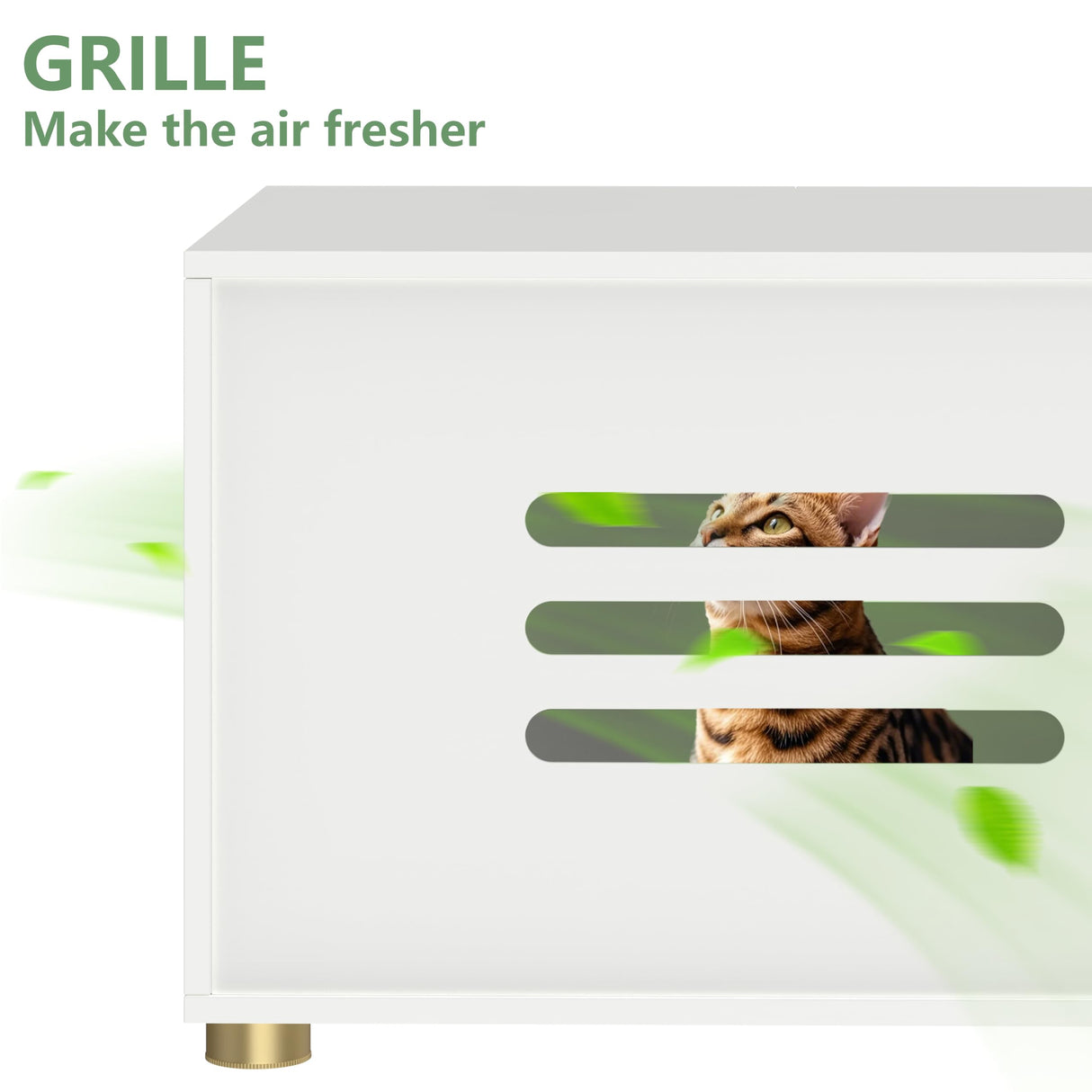 Amunrbrek Small Litter Box Enclosure, Sleek Modern Cat Litter Box Cabinet Furniture, Wooden Cat House, End Table (White) amunrbrek