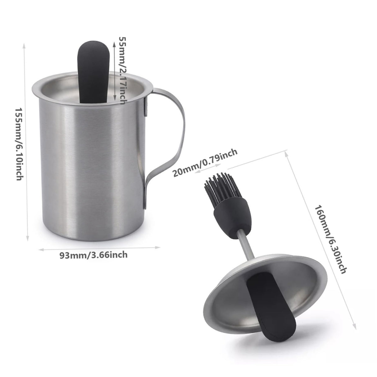 BEAHING Basting Brush, Stainless Steel Basting Pot with Basting Brush, Airtight BBQ Sauce Brush Pot Set with Handle, Heat-Resistant Portable Sauce Brush for Cooking, BBQ Grill Accessories BEAHING