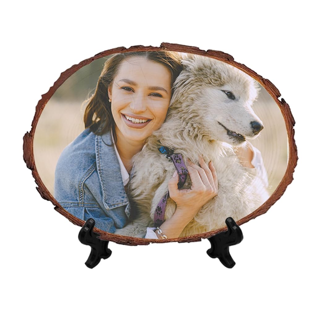 FolHaoth Personalized Picture Frame Album Custom Photo Printing on Wood Slices for Tabletop Desk Decor Retaining The Original Wood Style Wooden Craft Ornaments Gifts FolHaoth
