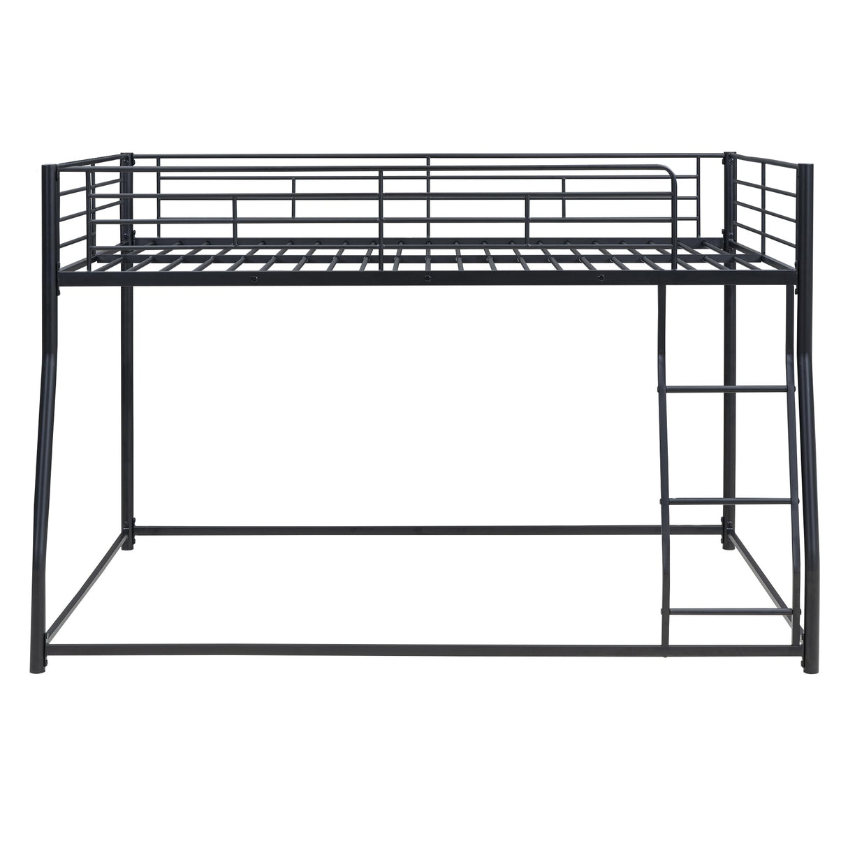 Harper & Bright Designs Metal Bunk Bed Full XL Over Queen Size with Ladder and High Guardrail, Metal Bunk Bed, Storage Space, Noise Free, Black Harper & Bright Designs