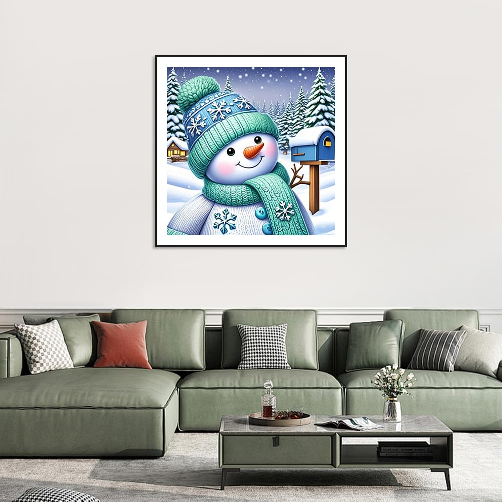 SJUTOUCI Snowman Diamond Art Kits for Adults, Diamond Painting Kits for Beginners, 5D Round Diamond Dots Gem Craft Art Home Wall Decor 12x12 inch, Winter SJUTOUCI