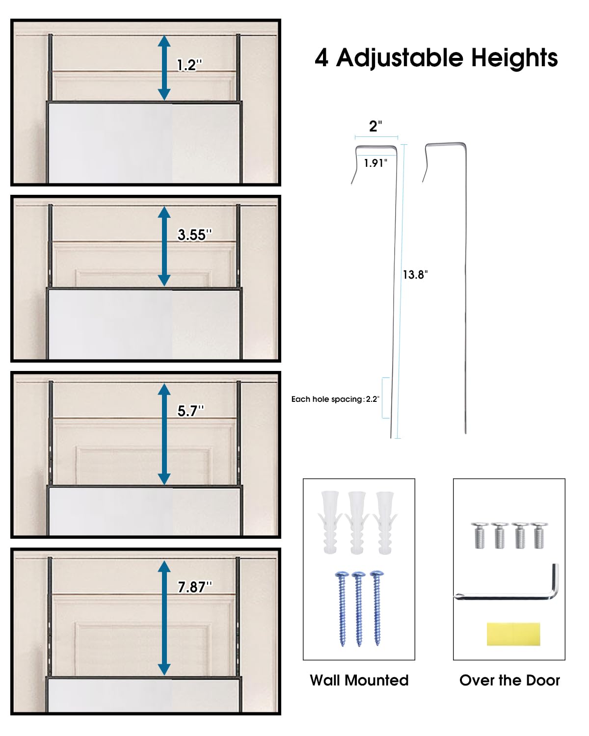 Otlsh 14"×48" Door Mirror,Full Length Mirror, Over The Door, Wall Mirror, Thin Frame, Aluminum Alloy, for Bedroom, Living Room, Entryway -White Otlsh