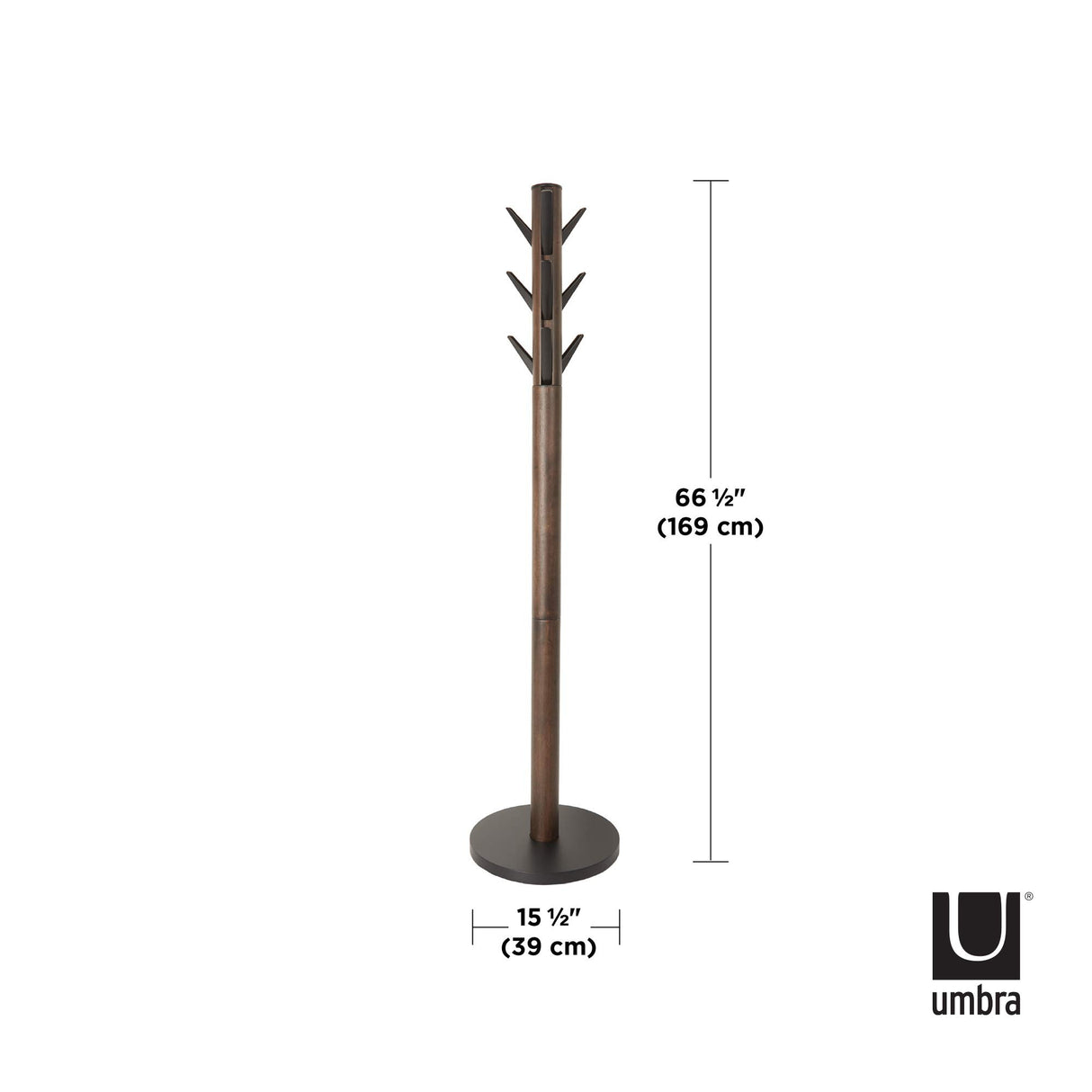 Umbra Flapper Coat Rack, Clothing Hanger, Umbrella Holder, and Hat Organizer, Great for Entryway, Black/Walnut (320361-048) Umbra