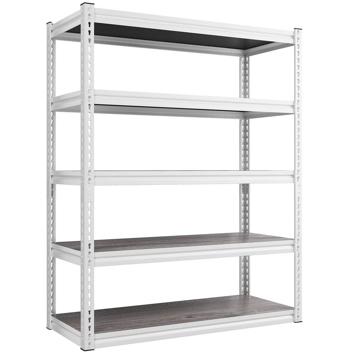 REIBII 65.74" H x 33.85" W x 15.35" D Storage Shelves, 2500LBS Adjustable Metal Shelving Unit, 5 Tier White Shelves for Pantry, Garage, Kitchen, Warehouse, White REIBII