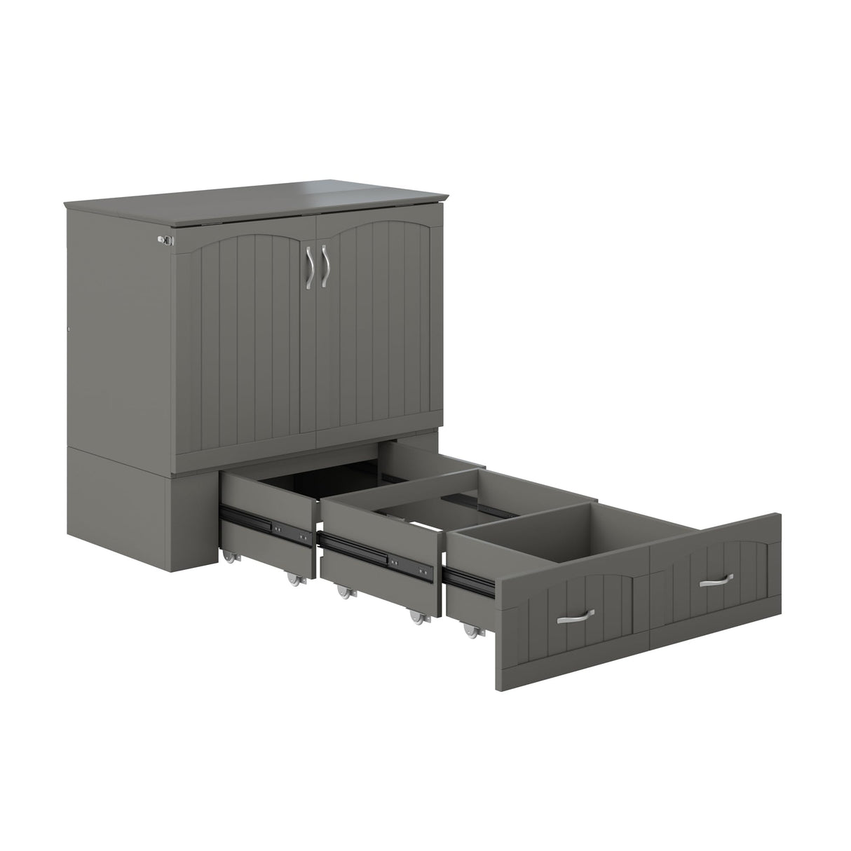 AFI, Southampton Murphy Bed Chest Twin XL with 6" Mattress, Storage Drawer & Built-in USB Charger, Grey AFI