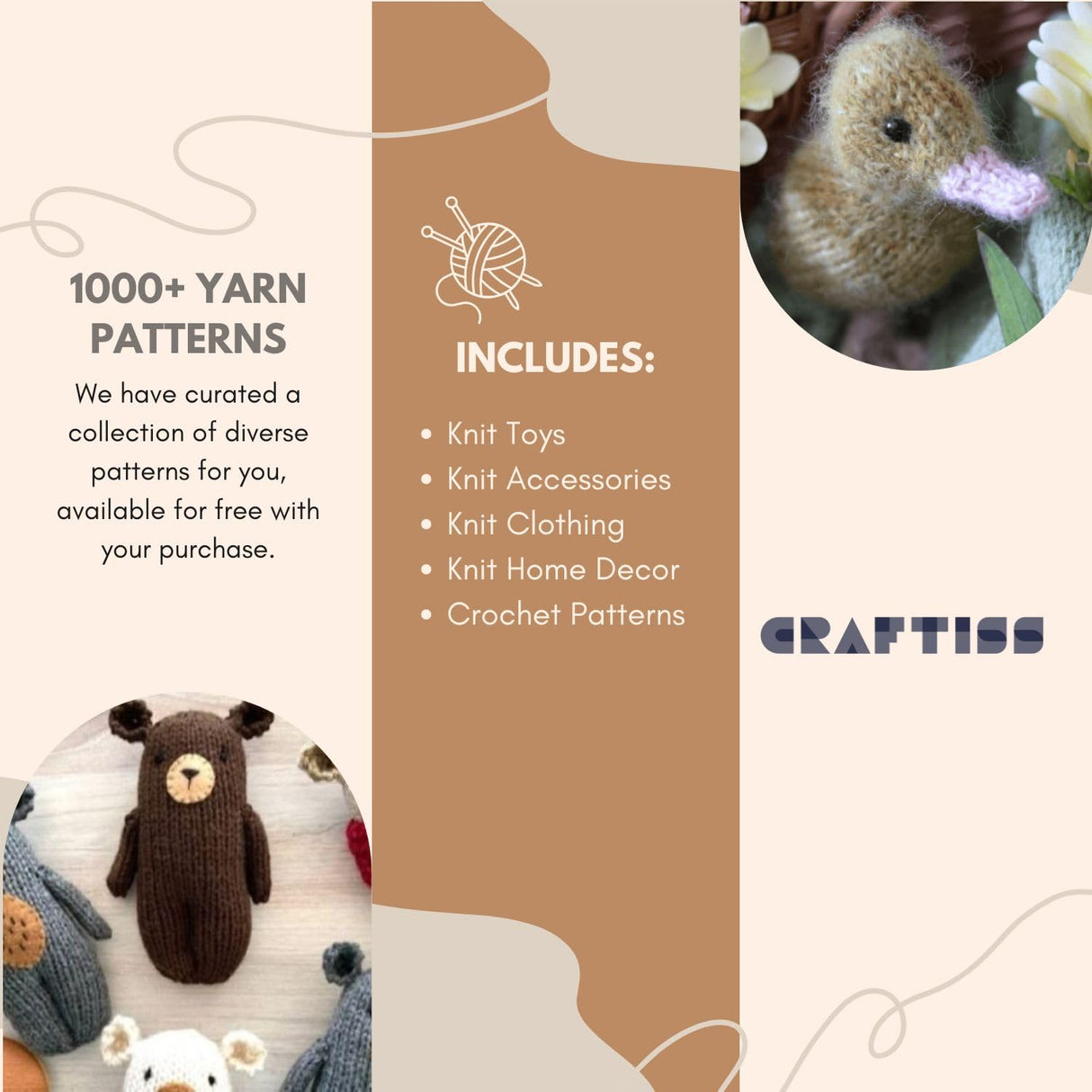 CRAFTISS 30x0.7Oz Acrylic Yarn Mini Skeins - 1300 Yards of Soft Yarn for Crocheting and Knitting Craft Project, Assorted Starter Crochet Bulk Kit for Adults and Kids CRAFTISS