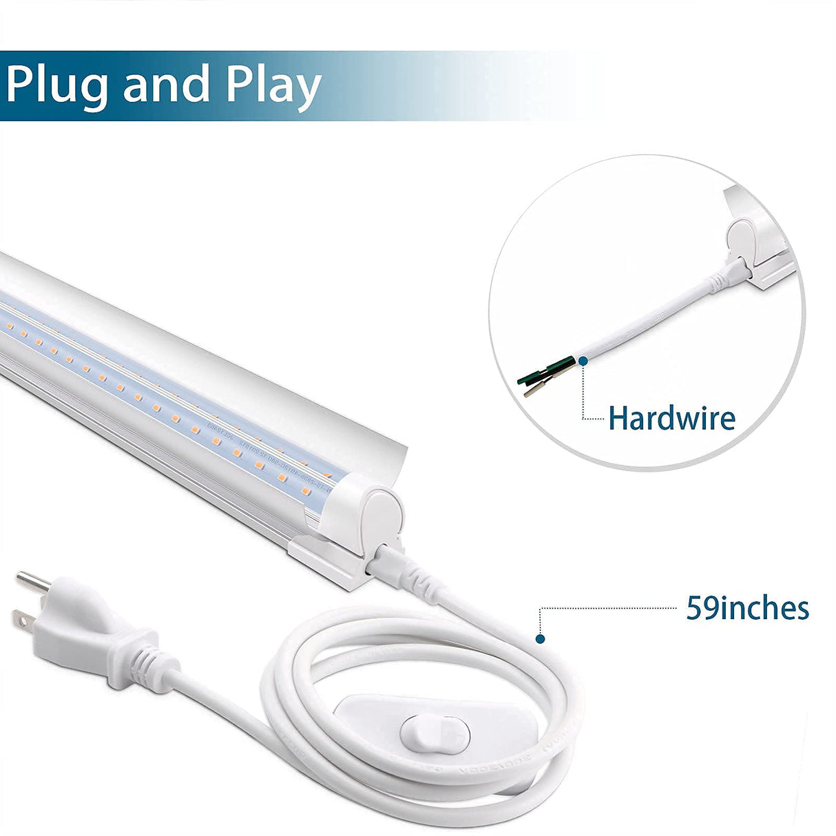 Barrina LED Shop Light 4FT, 40W 5000LM 6500K, Clear Cover Hanging led Light Fixture, Linkable LED Tube Lights, V Shape LED Ceiling Lights for Garage, Warehouse, Workshop, 6 Pack Barrina