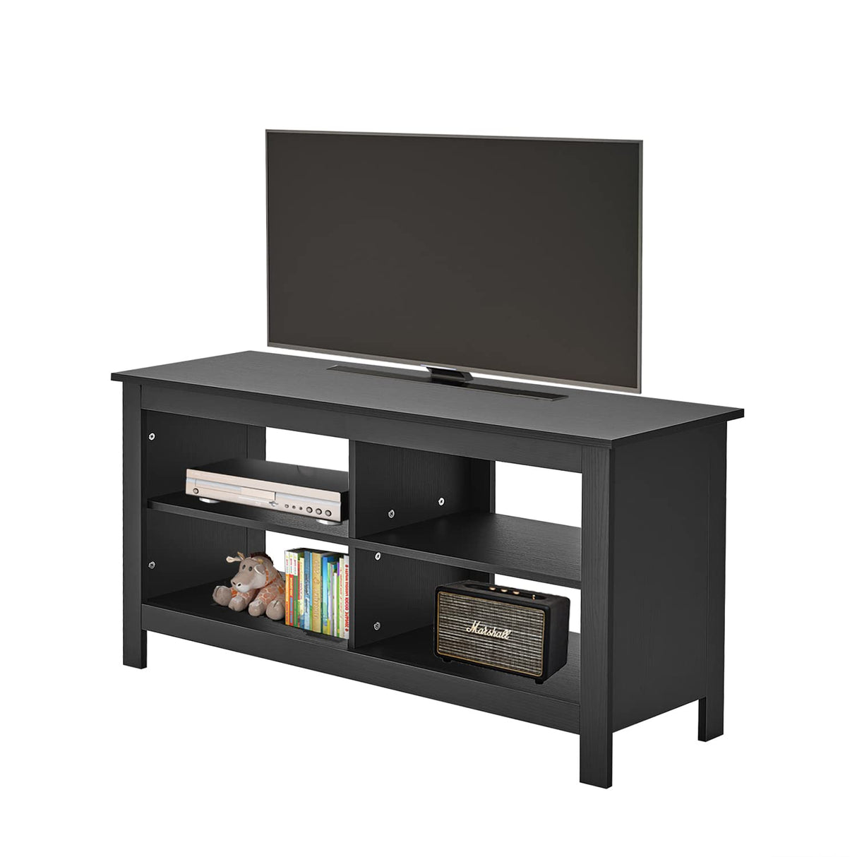 Gyger 43 Inches TV Stand,Mid Century Modern Entertainment Center with 4 Open Shelves Farmhouse TV Media Console Table for Living Room,Bedroom,Television Stand up to 50 Inches(Black) Gyger