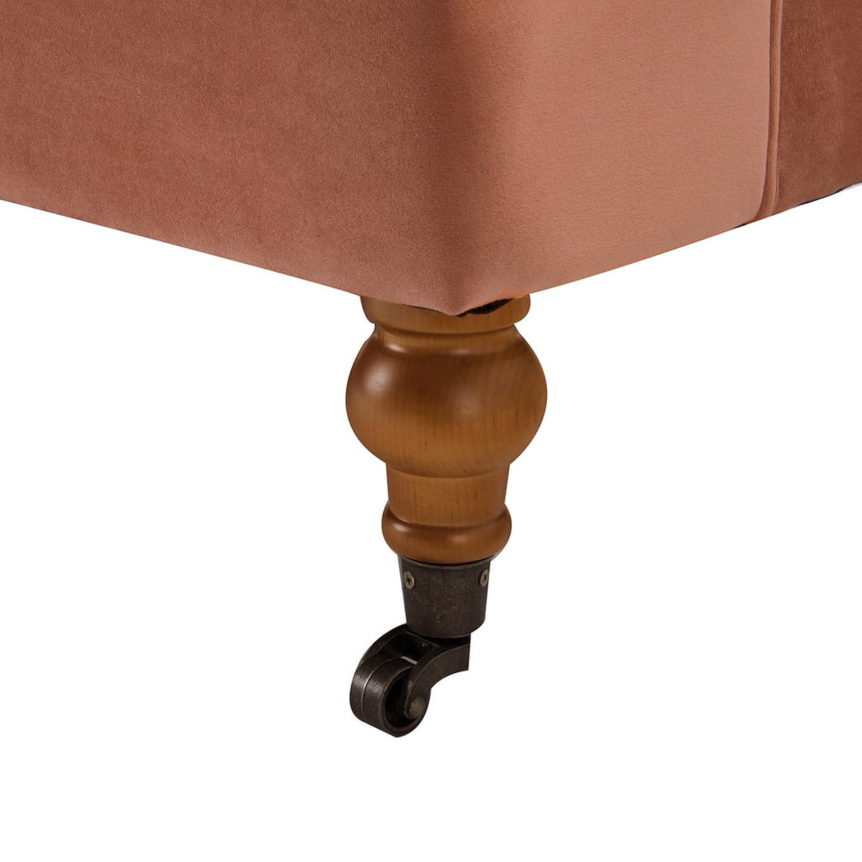 Alana Lawson Three-Cushion Tightback Sofa - Peach Orange Velvet - Luxurious Medium-Firm Feel SNug Family Couch WoodArtSupply