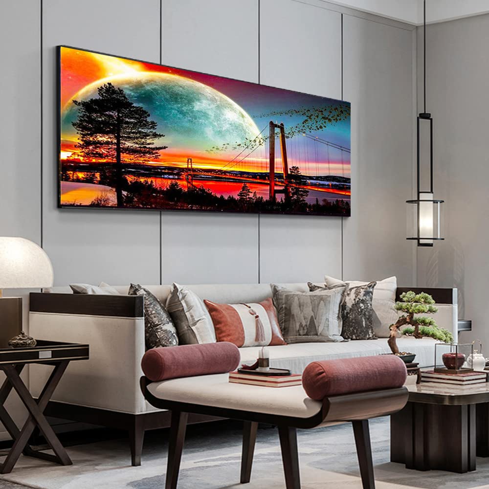 TOCARE Large Diamond Painting Kits for Adults Sunset, Sunset Bridge Diamond Painting Kits 15.7x31.5Inch, Full Drill Diamond Art Kits for Adults City Scenesfor Home Wall Decor TOCARE