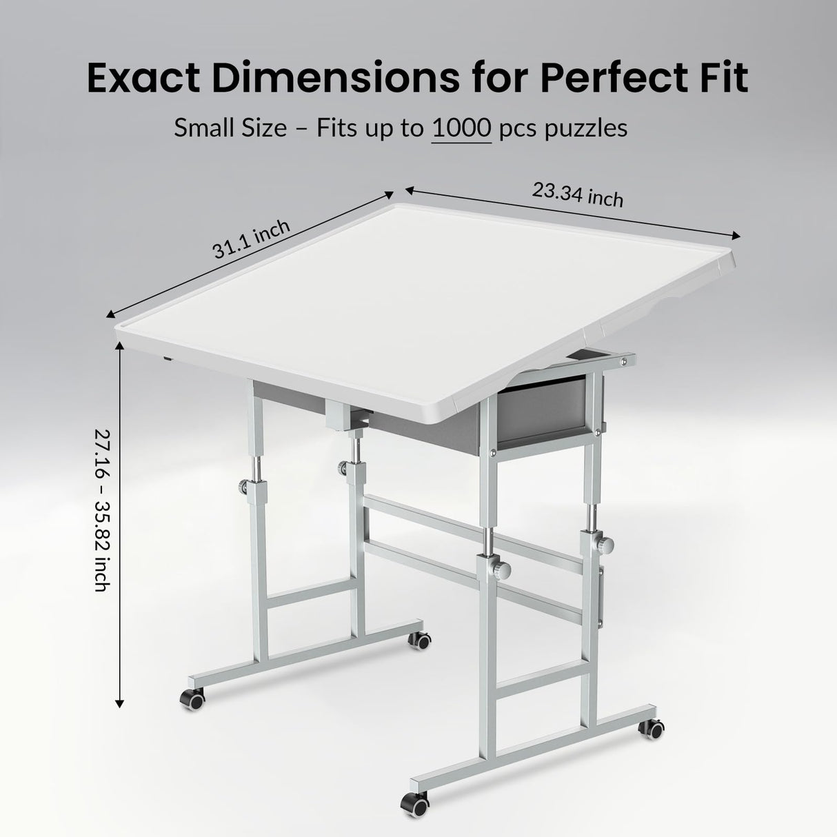 ALL4JIG 1000 Piece Light-Weight Adjustable Jigsaw Plastic Puzzle Table for Adults, 30"x22" Multi-Functional Puzzle Board with 4 Drawers & Protective Cover, 45-Degree Any-Angle Tilt for Leisure ALL4JIG