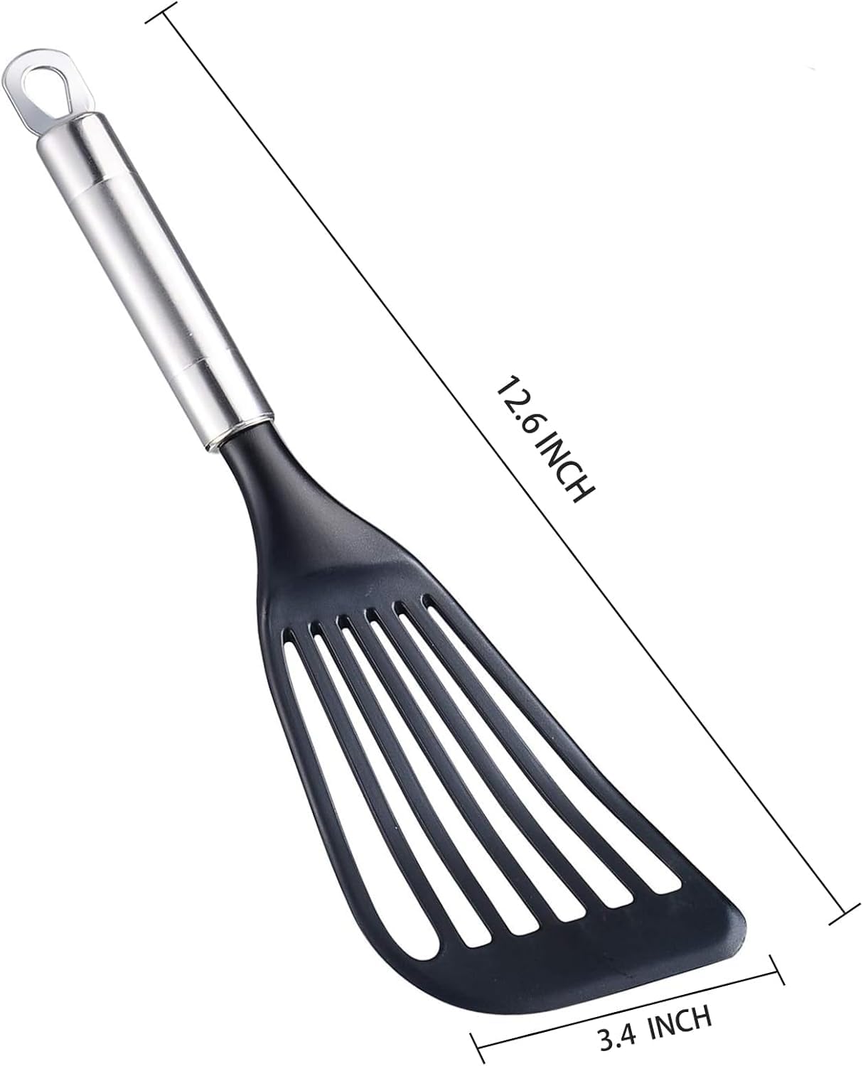 KSENDALO Fish Spatula for Nonstick Cookware -Slotted Turner Egg Spatula -Wide Thin Spatula with European Nylon Blade for Kitchen Use- Egg Flipper Utensils, Black KSENDALO