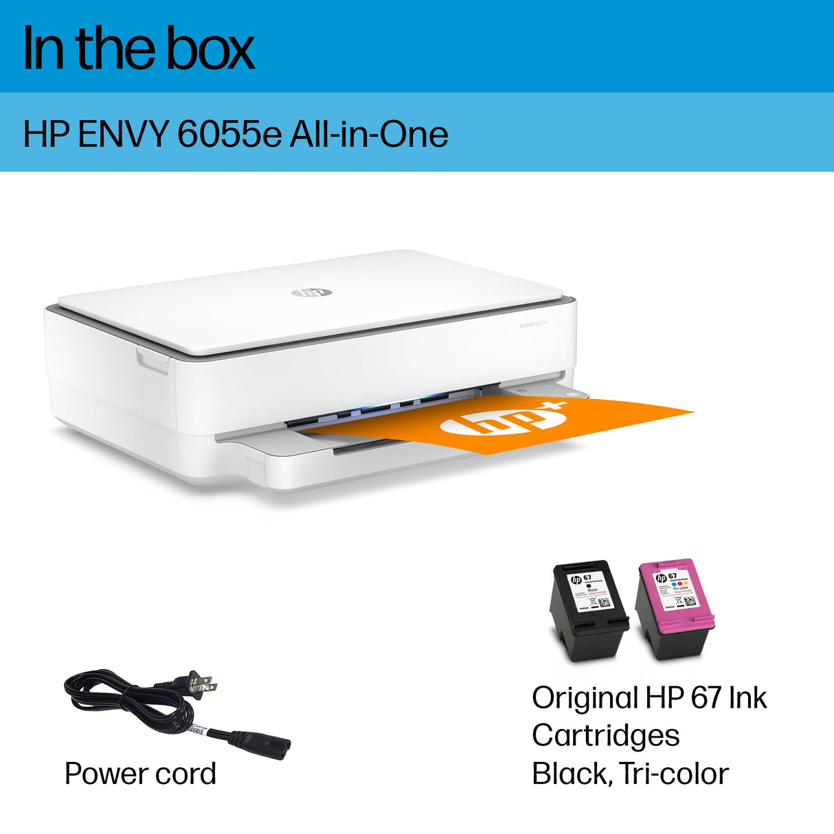 HP ENVY 6055e Wireless Color Inkjet Printer, Print, scan, copy, Easy setup, Mobile printing, Best-for-home, 3 months of Instant Ink included,white HP