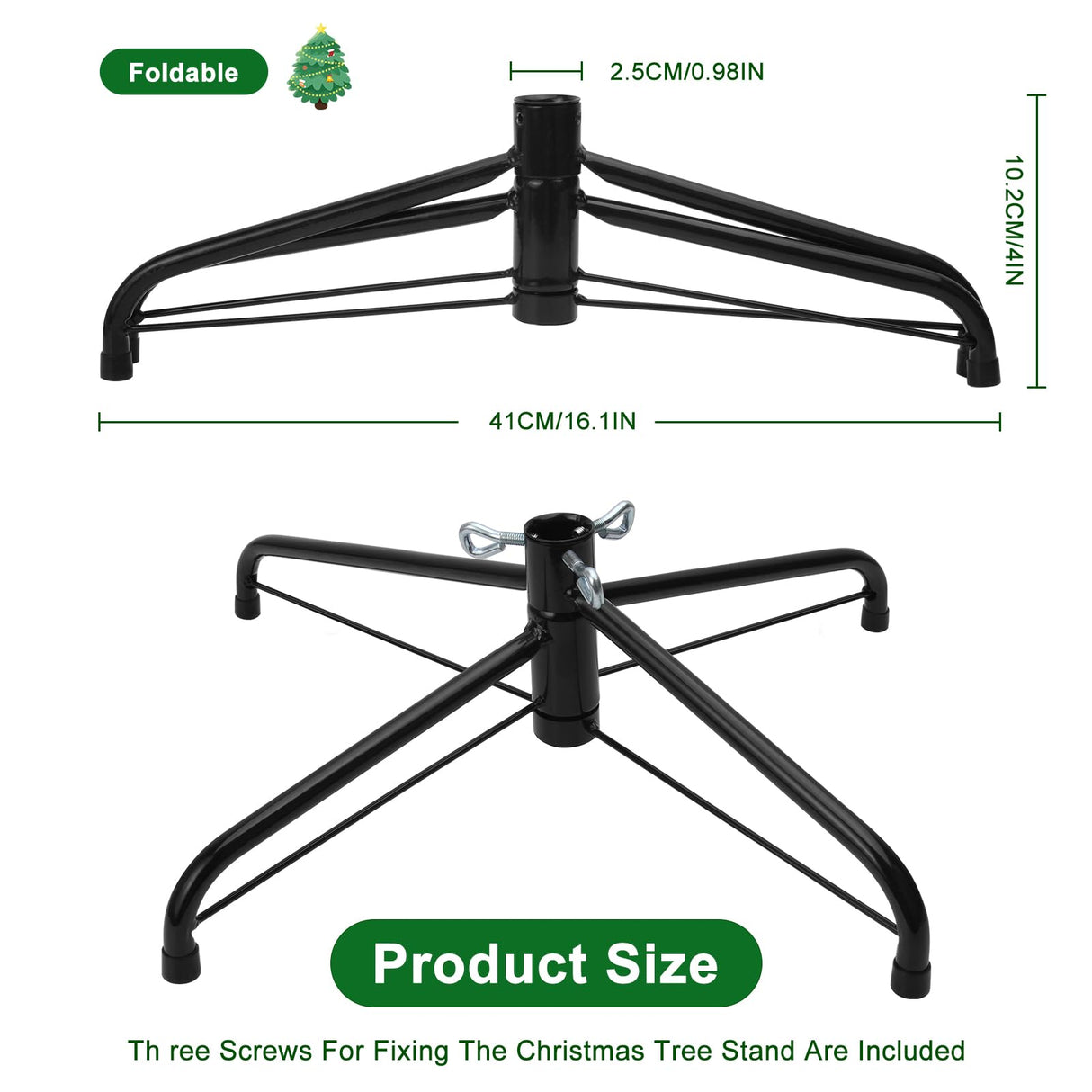 Christmas Tree Stands, Universal Folding Christmas Tree Stands For Fits 0.5-1.1 Inchs Tree Pole, 3 Ft To 8 Ft Artificial Trees WoodArtSupply