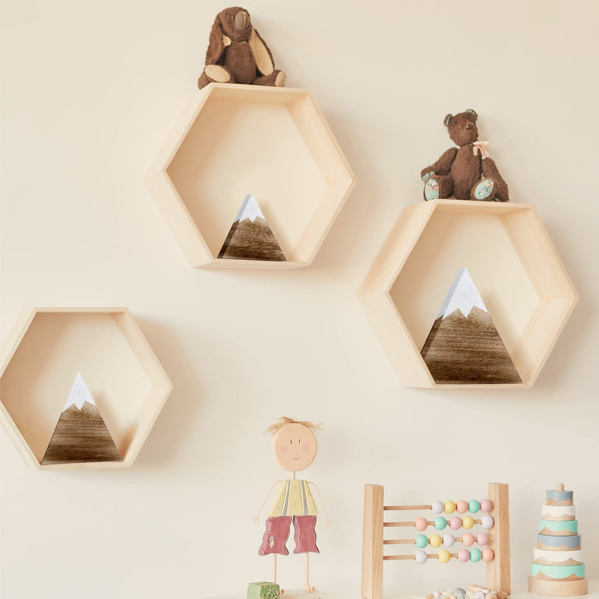 Maitys 3 Pcs 3 Size Mountain Shelf Decor Mountain Wooden Sign Farmhouse Wood Adventure Sign Woodland Nursery Decor Travel Table Centerpiece for Home(Dark Brown) Maitys