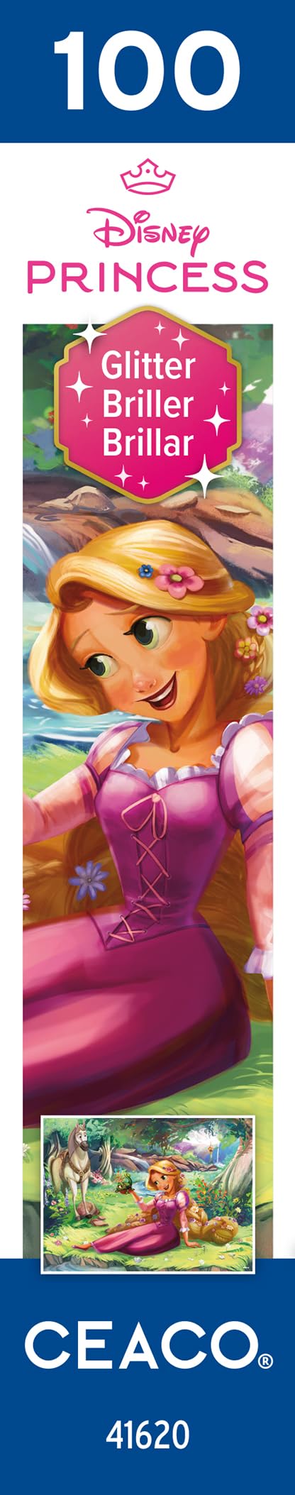 Ceaco - Disney - Princess Trio - Rapunzel and Pascal - Glitter Puzzle - 100 Piece Jigsaw Puzzle Ceaco