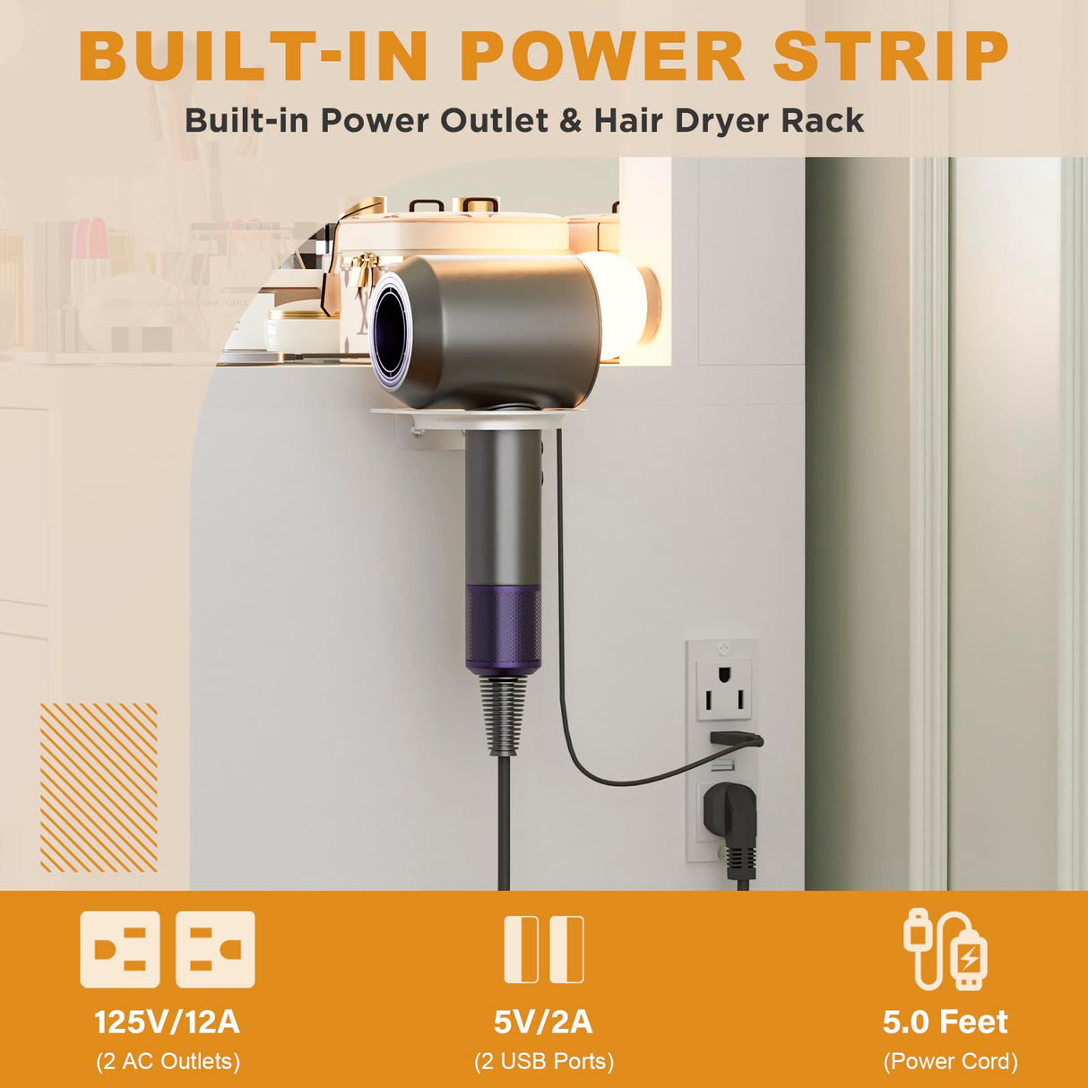 Likein Vanity Desk with Mirror and Lights, 47‘’ Glass Top Vanity with Power Strip, 9 Drawers Makeup Vanity with Lighted Mirror, White Vanity Set with Chair, 3 Lighting Modes Adjustable Brightness Likein