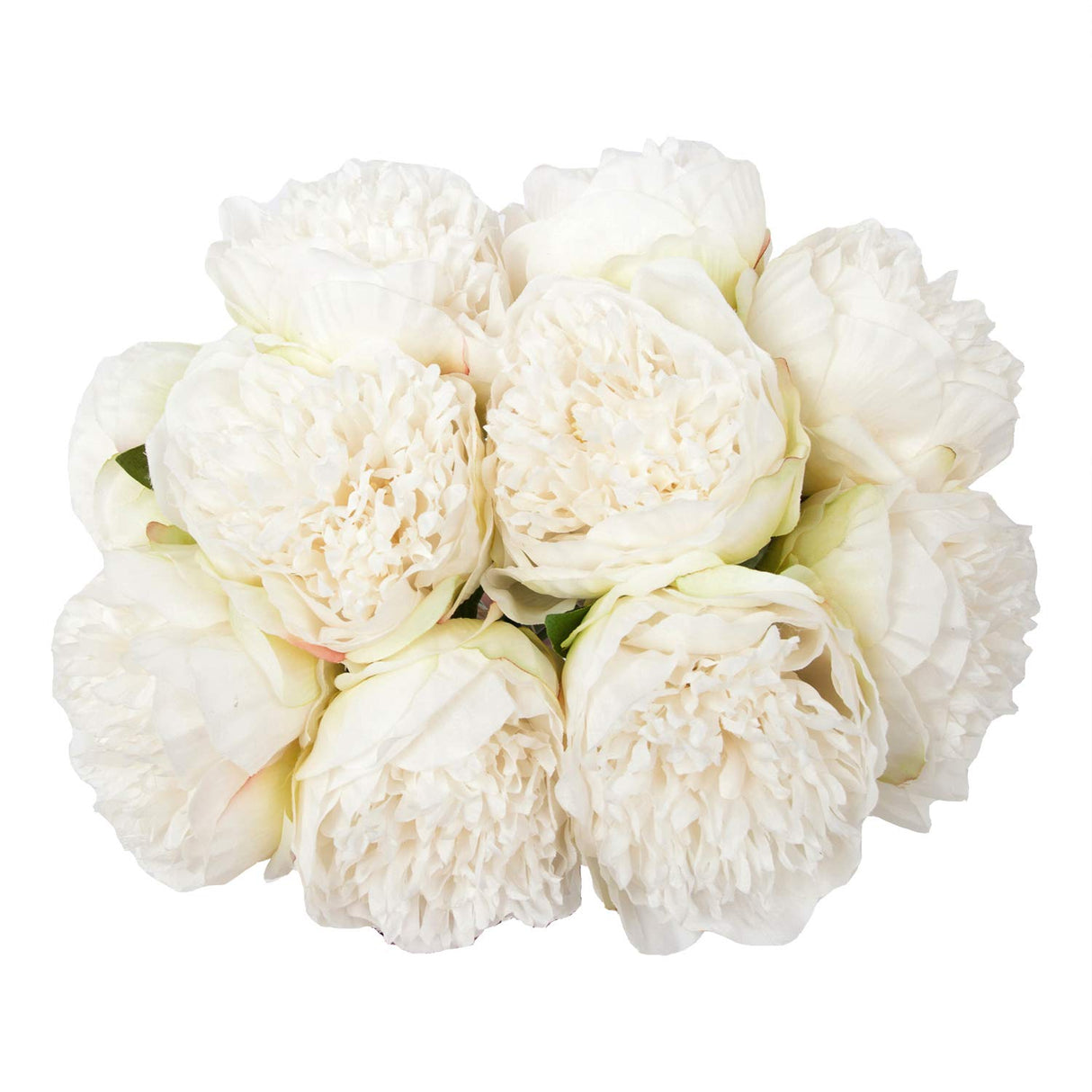 U'Artlines 2 Bouquet 10 Heads Artificial Peony Silk Flower Leaf Home Office Wedding Party Festival Bar Decor (Cream White) U'Artlines