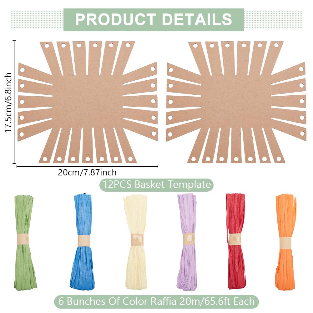 FREEBLOSS 12 Set DIY Basket Weaving Kit Rectangular Raffia Ribbon Basket Creative Woven Bowls for Adults Paper Basket Making Kit for Students Arts and Crafts Projects Basket Activities FREEBLOSS