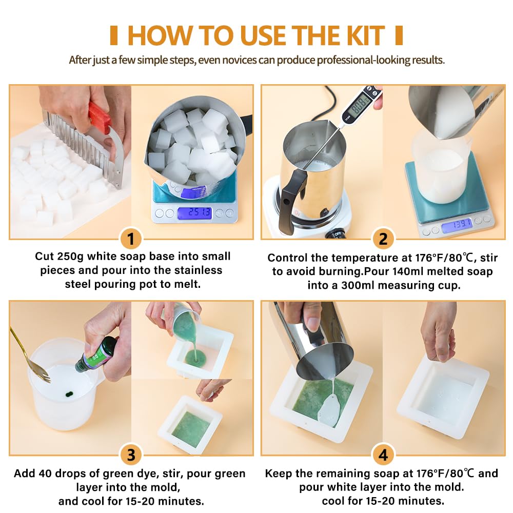 Fast METL Soap Making Kit with Electronic Hot Plate, All-in-One Soap Making Supplies with Melt & Pour Soap Base, Pouring Pot, Mold & Tools for Adults and Beginners Soap Craft FAST MELT